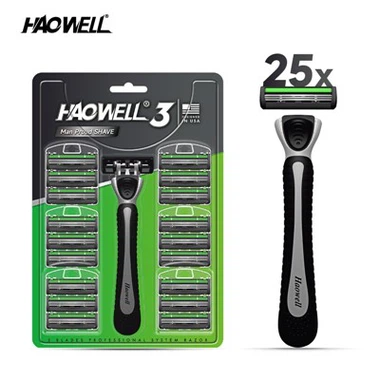 Hot Sale 3 Triple Blade System borotvaborotva cserélt patronokkal 1+25 férfiaknak